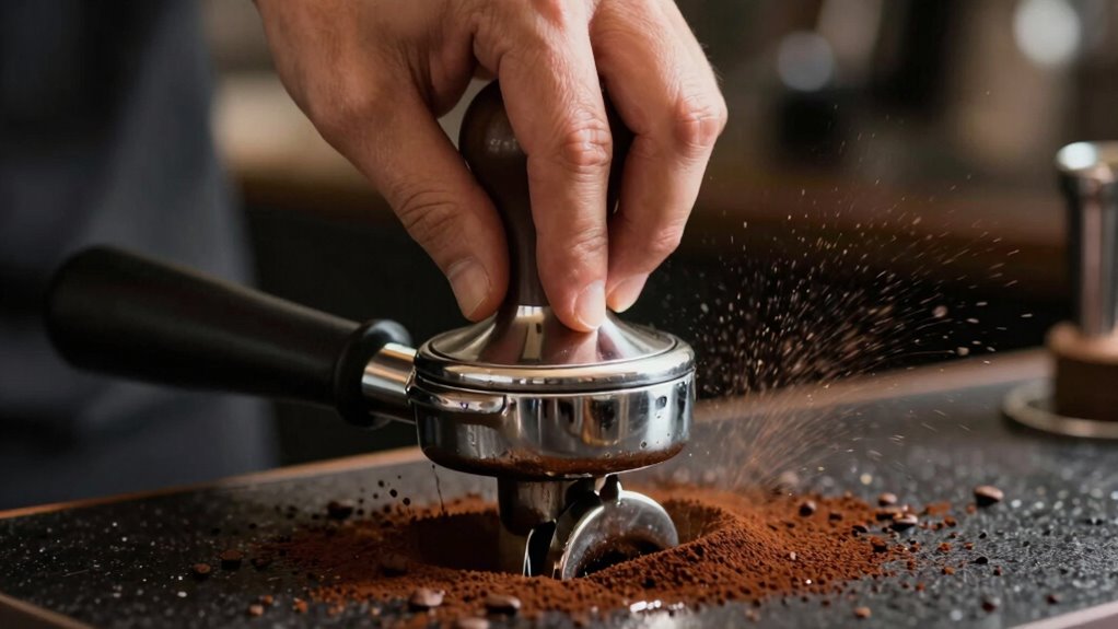 consistent tamping prevents spray