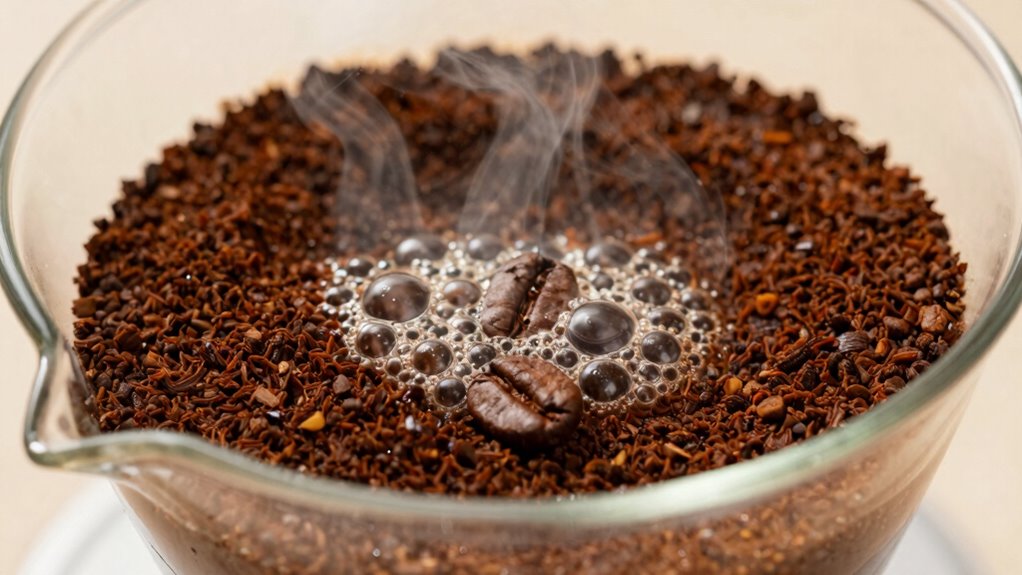 fresh grounds hot water