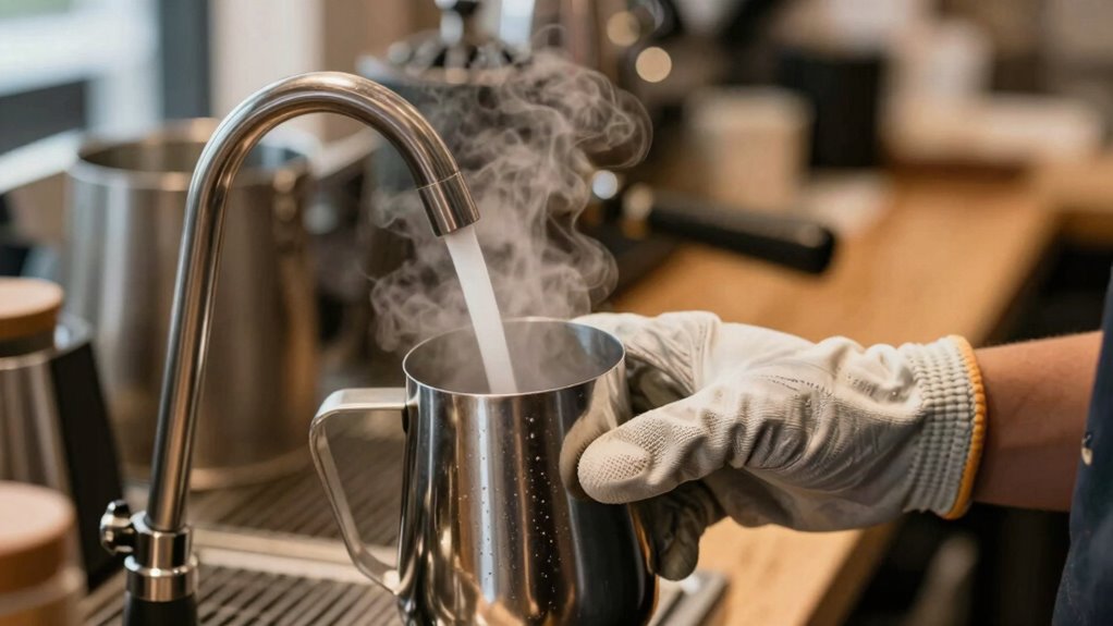 handle steam wand safely