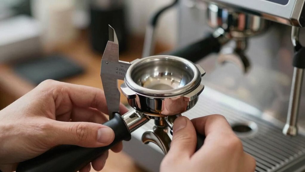 measure portafilter diameter accurately