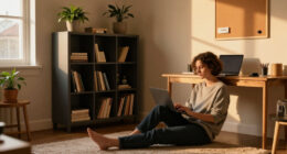 A Renter-Friendly Wall And IKEA BILLY Created A Moody Office