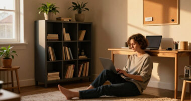 A Renter-Friendly Wall And IKEA BILLY Created A Moody Office