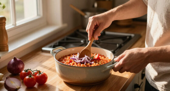 Tomato Risotto With Frizzled Red Onions